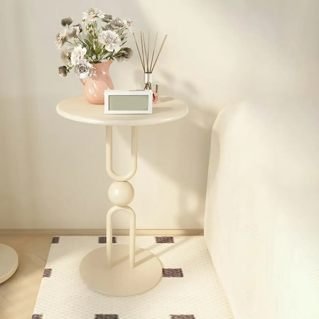 Living Room Glossy Black Metal Round Side Table