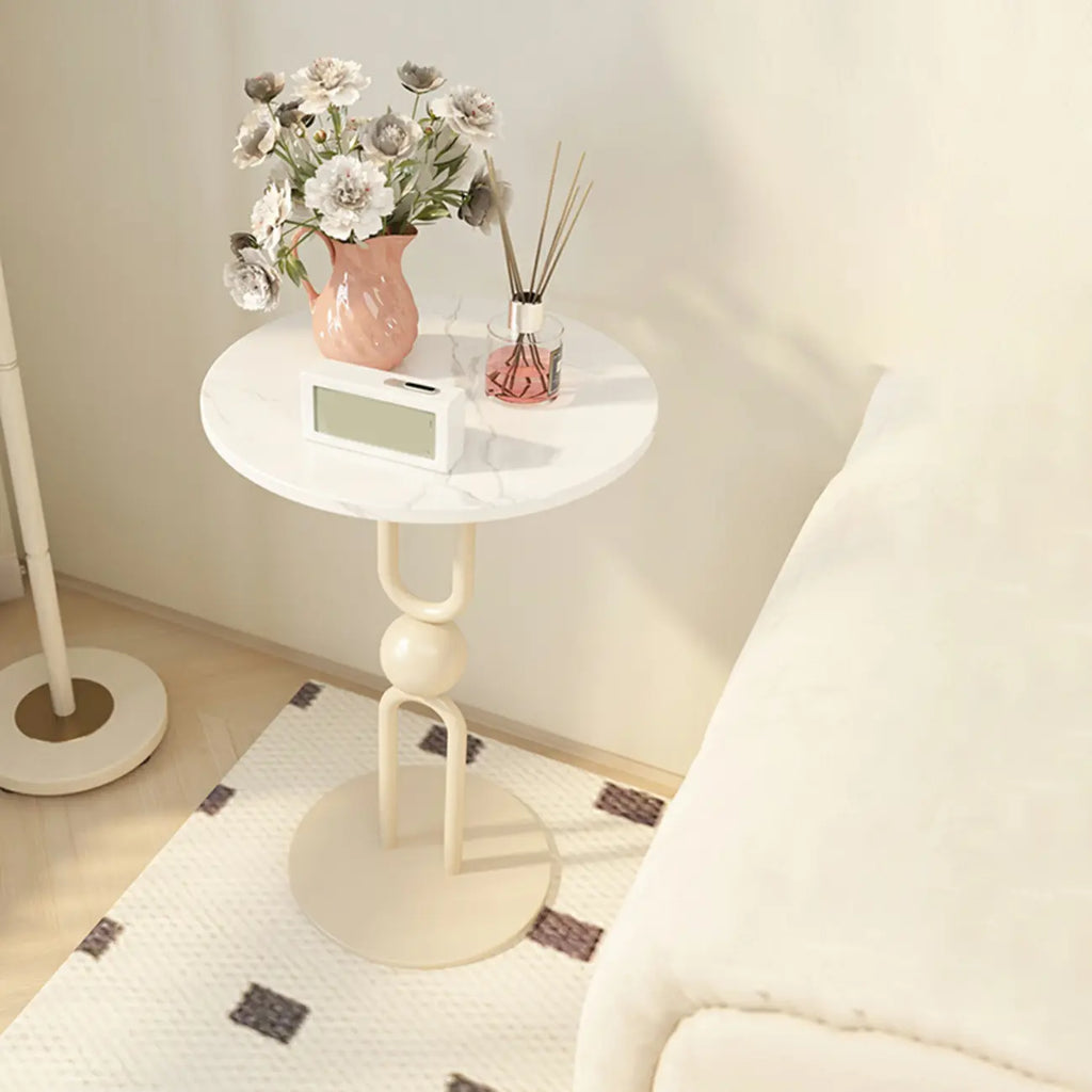 Living Room Glossy Black Metal Round Side Table