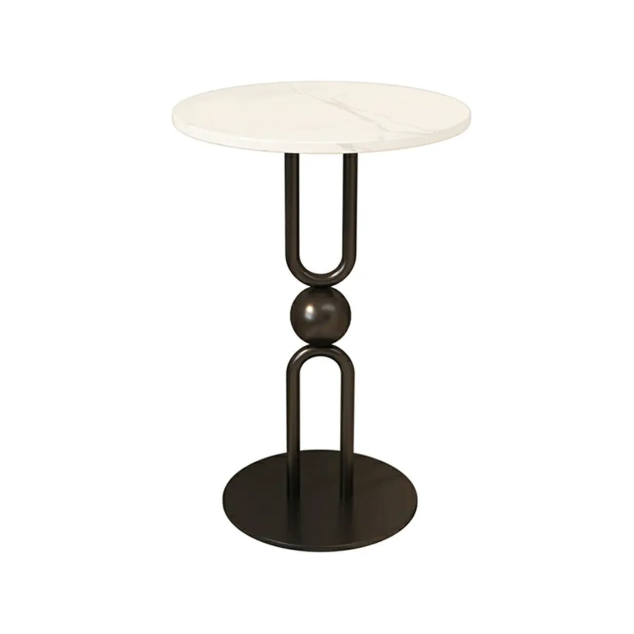 Living Room Glossy Black Metal Round Side Table