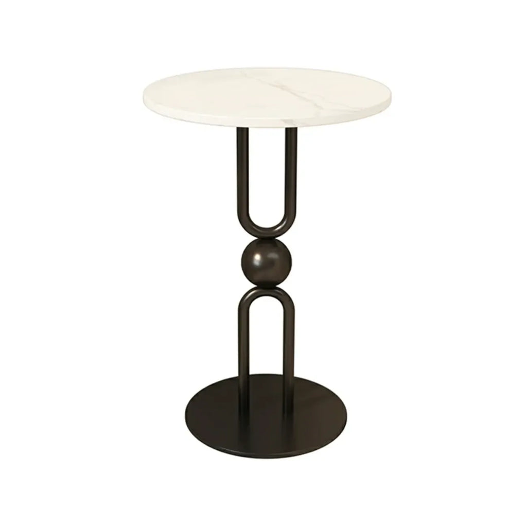 Living Room Glossy Black Metal Round Side Table