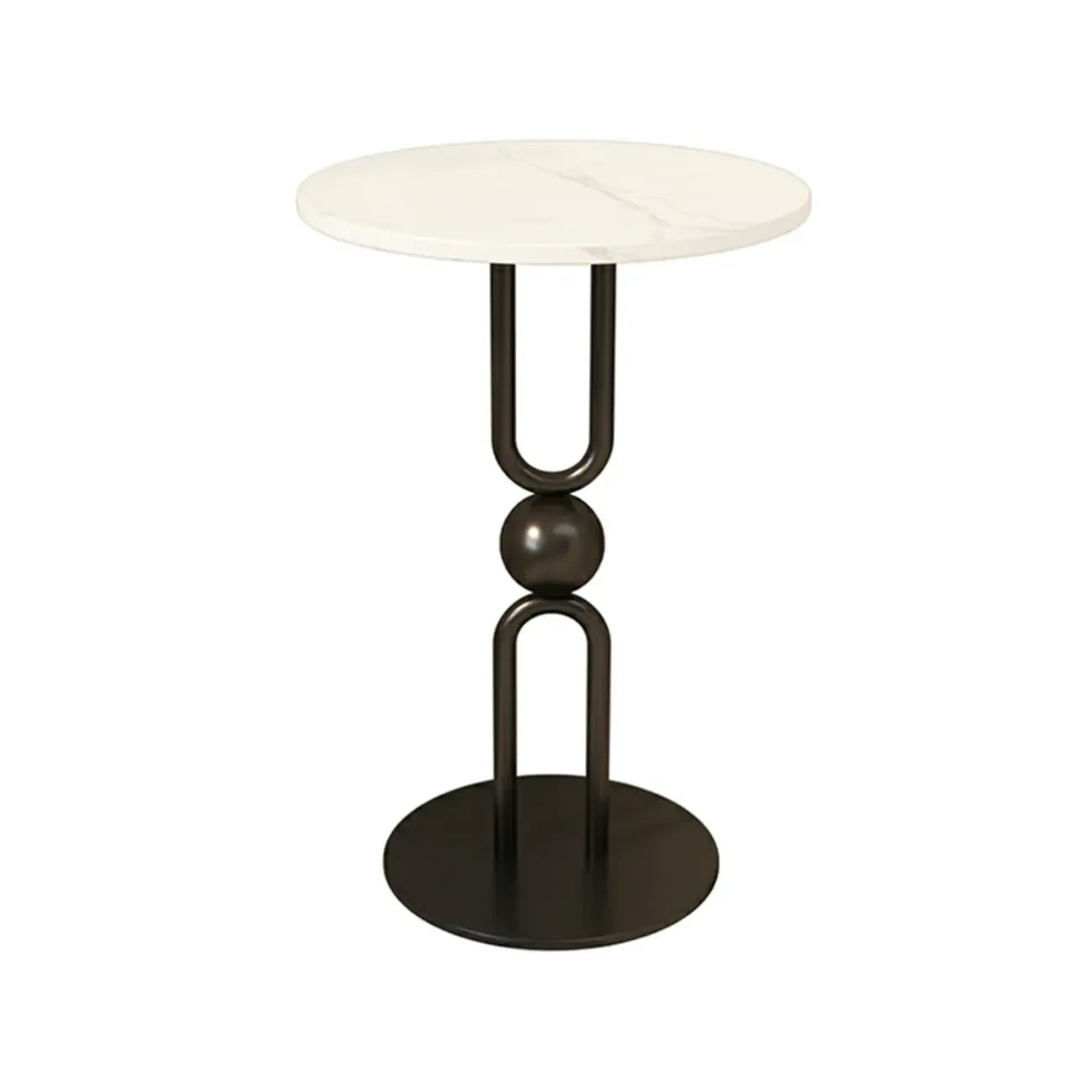 Living Room Glossy Black Metal Round Side Table