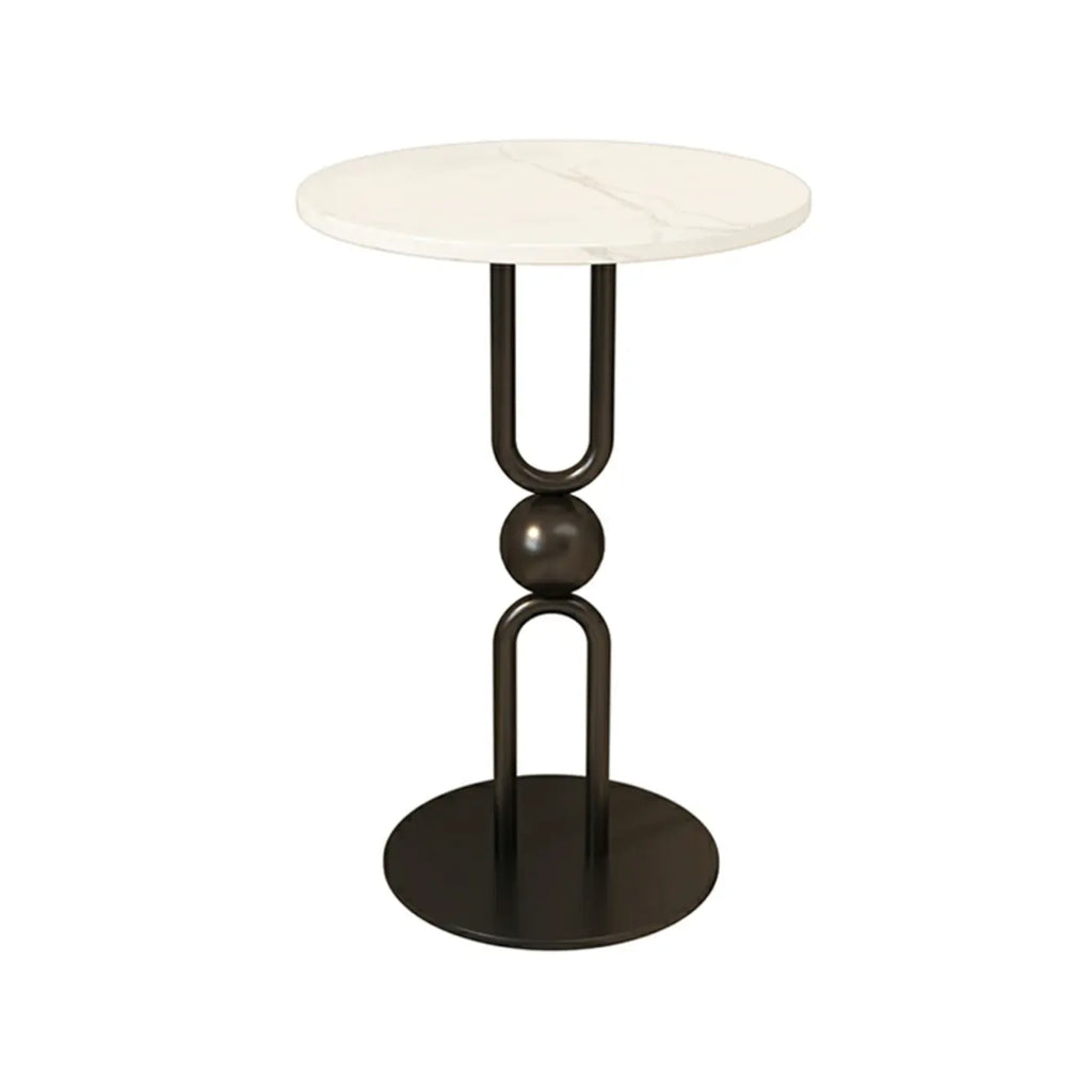 Living Room Glossy Black Metal Round Side Table