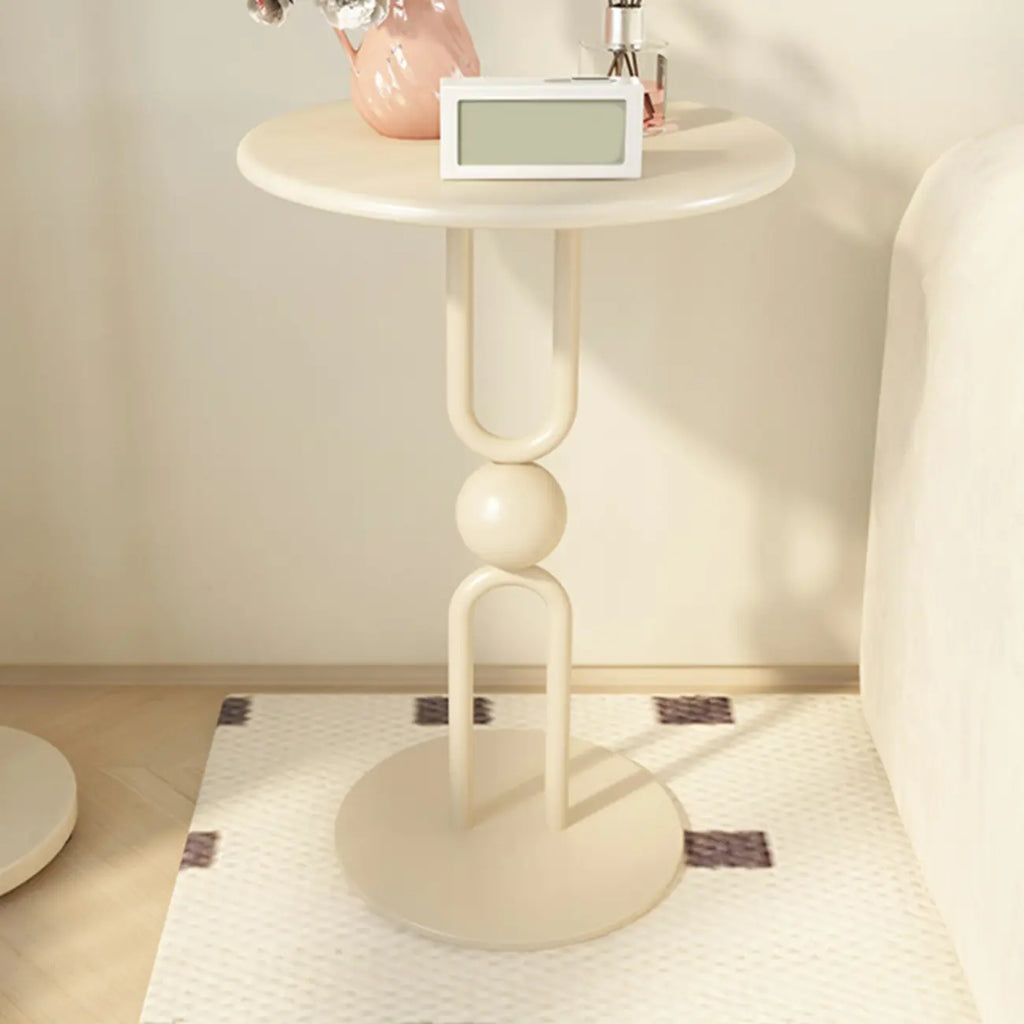 Living Room Glossy Black Metal Round Side Table