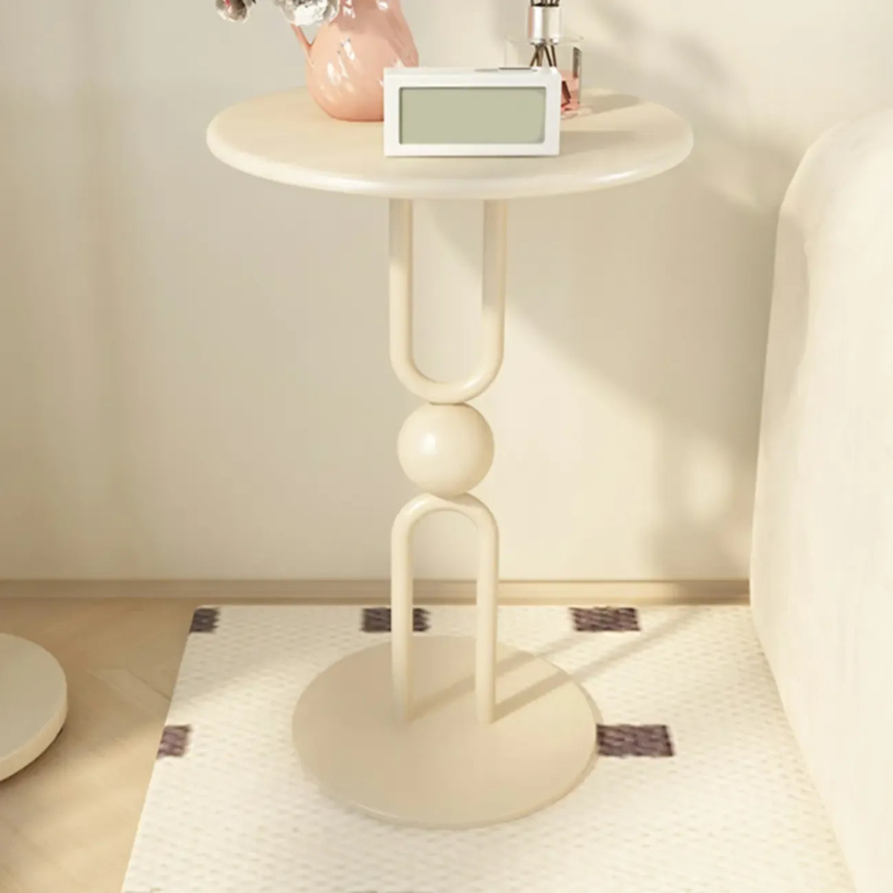 Living Room Glossy Black Metal Round Side Table