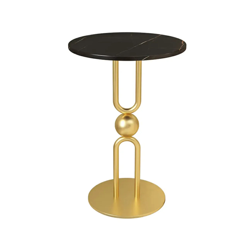 Living Room Glossy Black Metal Round Side Table