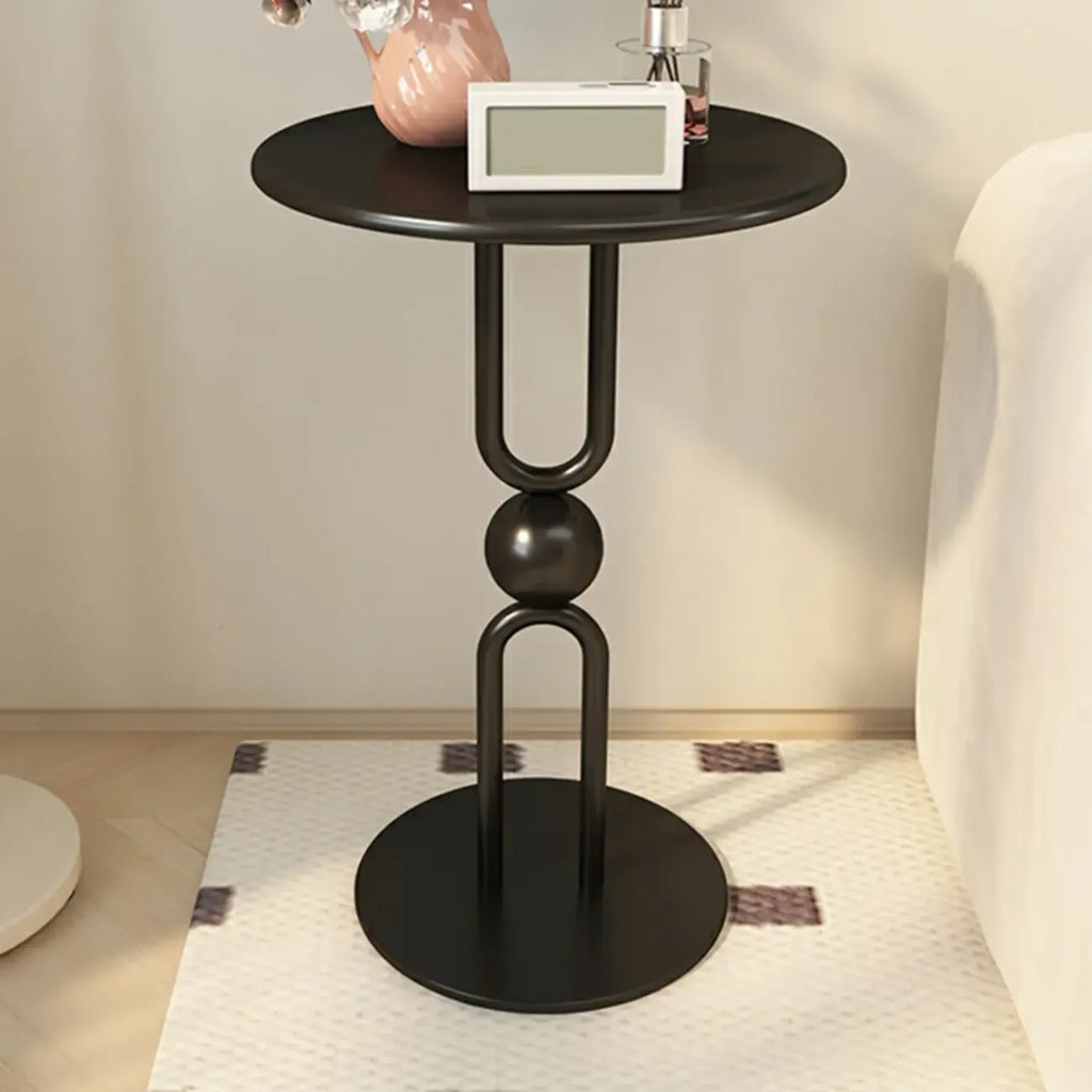 Living Room Glossy Black Metal Round Side Table