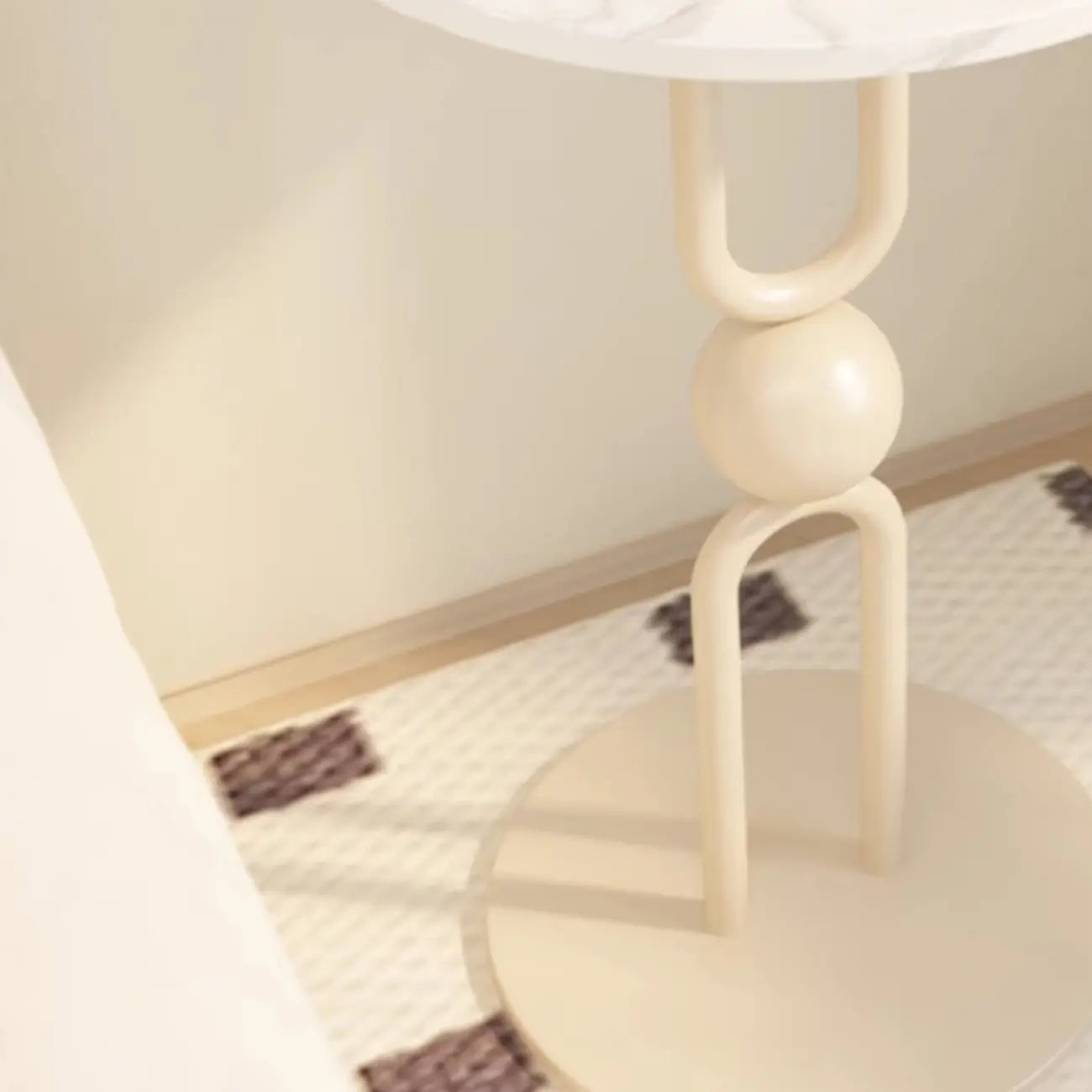 Living Room Glossy Black Metal Round Side Table