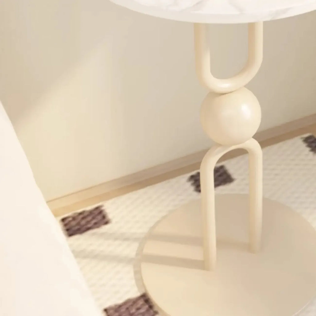 Living Room Glossy Black Metal Round Side Table