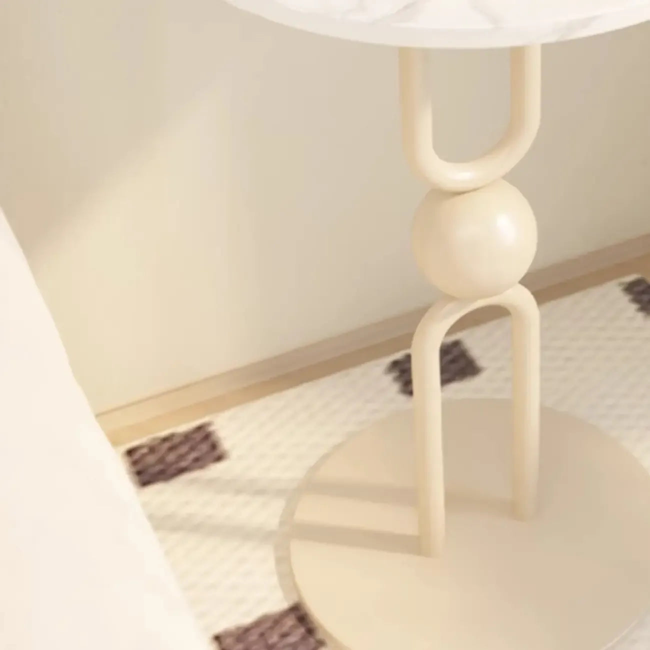 Living Room Glossy Black Metal Round Side Table