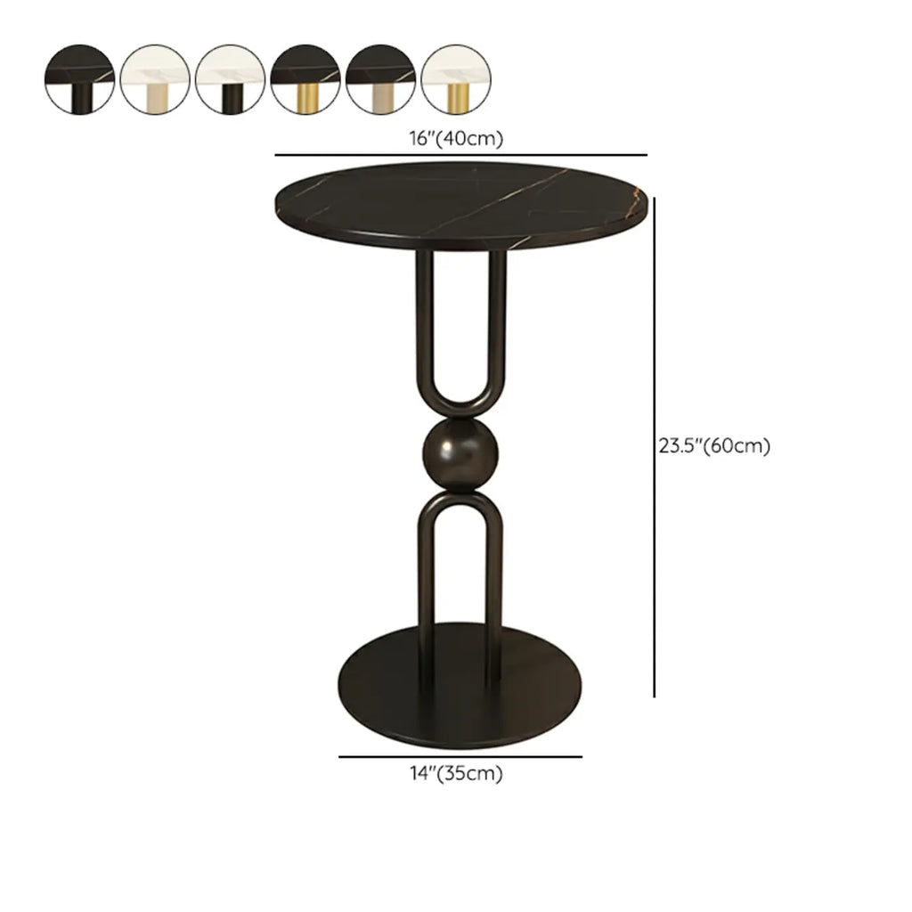 Living Room Glossy Black Metal Round Side Table