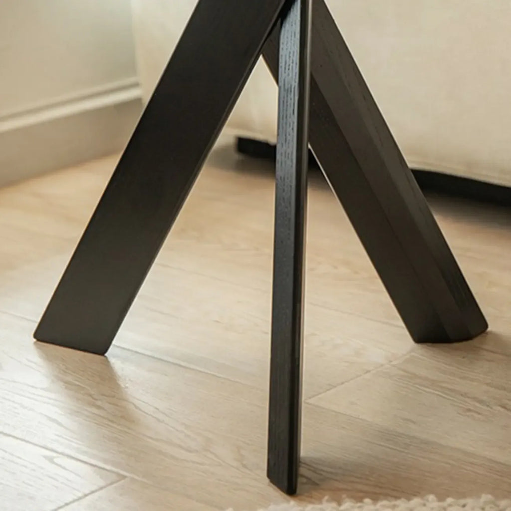Modern Round Wood Side Table with Cross Legs