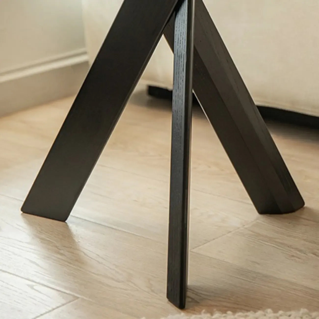 Modern Round Wood Side Table with Cross Legs