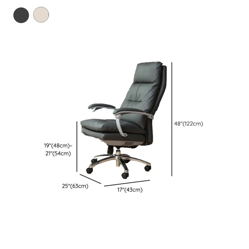 Upholstered Brown Leather Adjustable Swivel Office Chair