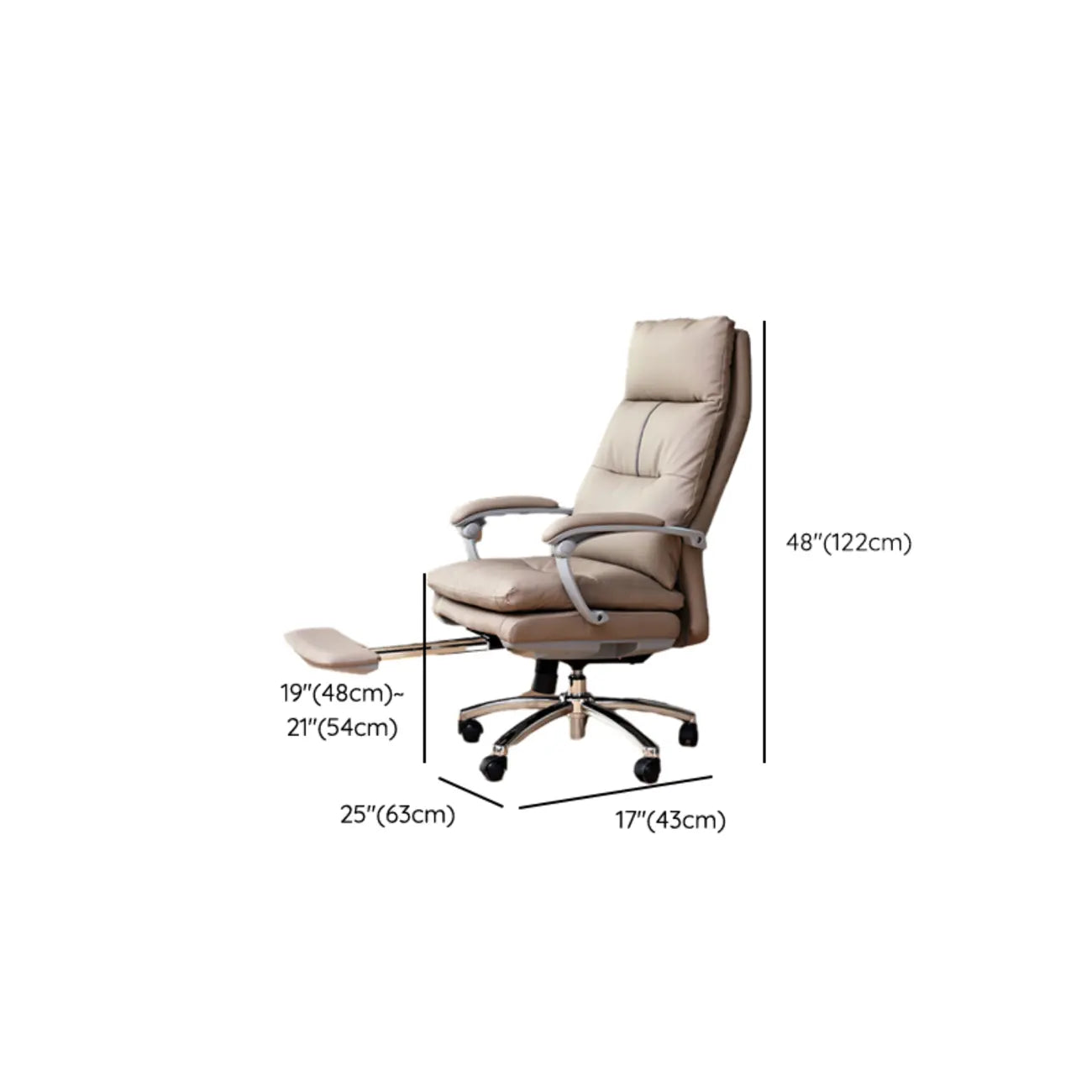 Upholstered Brown Leather Adjustable Swivel Office Chair