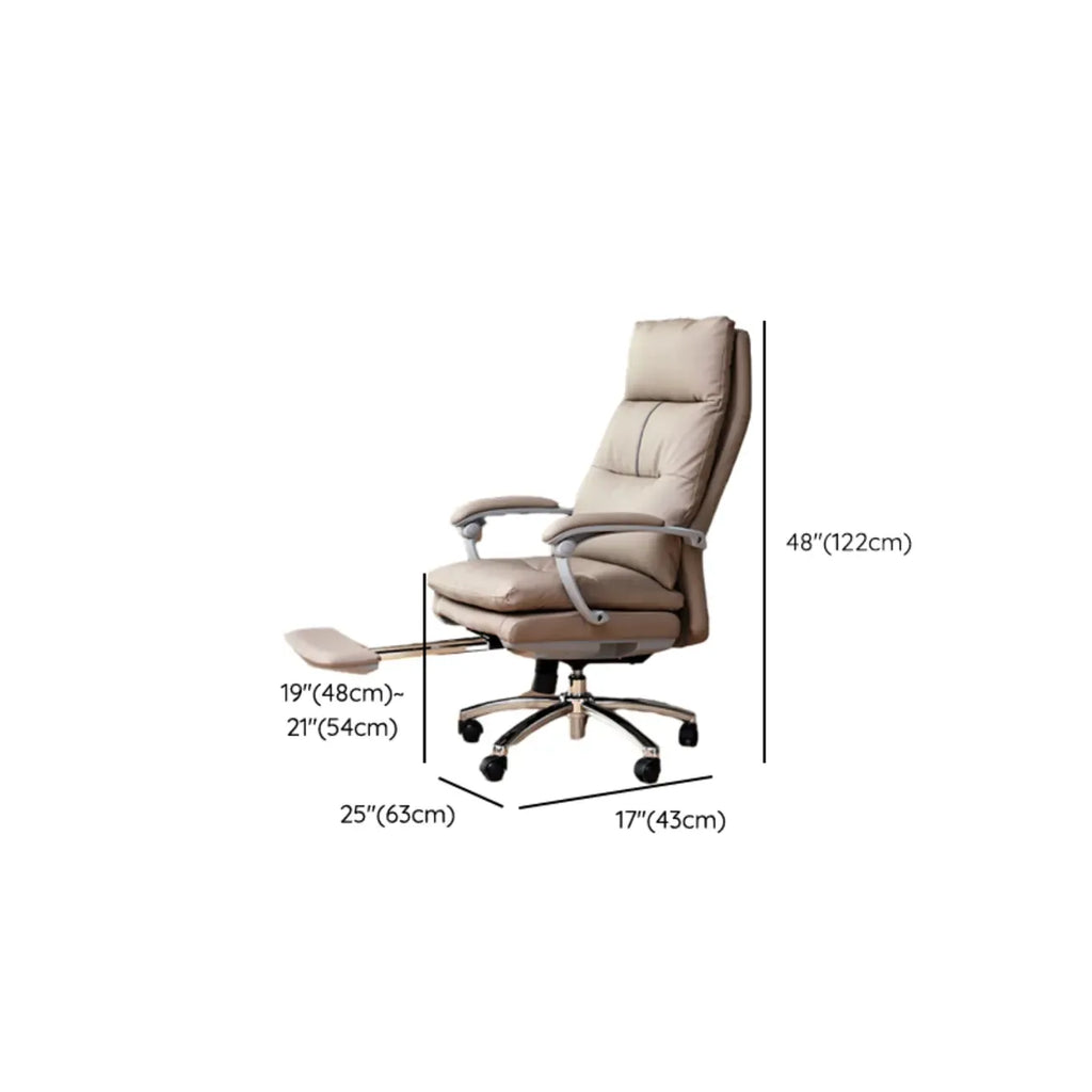 Upholstered Brown Leather Adjustable Swivel Office Chair