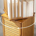 Brown Square Wooden Narrow Storage Corner Bookcase