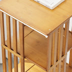 Brown Square Wooden Narrow Storage Corner Bookcase