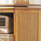 Brown Square Wooden Narrow Storage Corner Bookcase