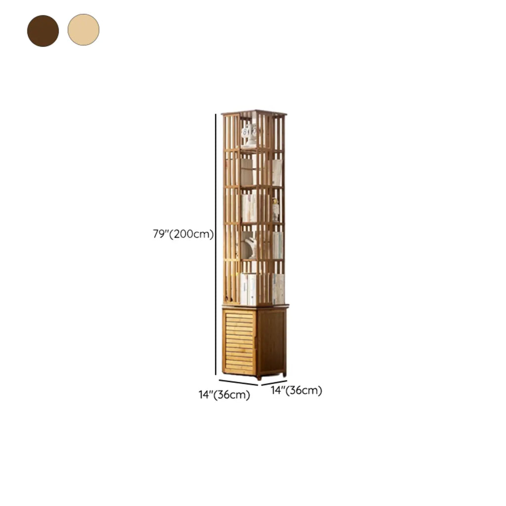 Brown Square Wooden Narrow Storage Corner Bookcase