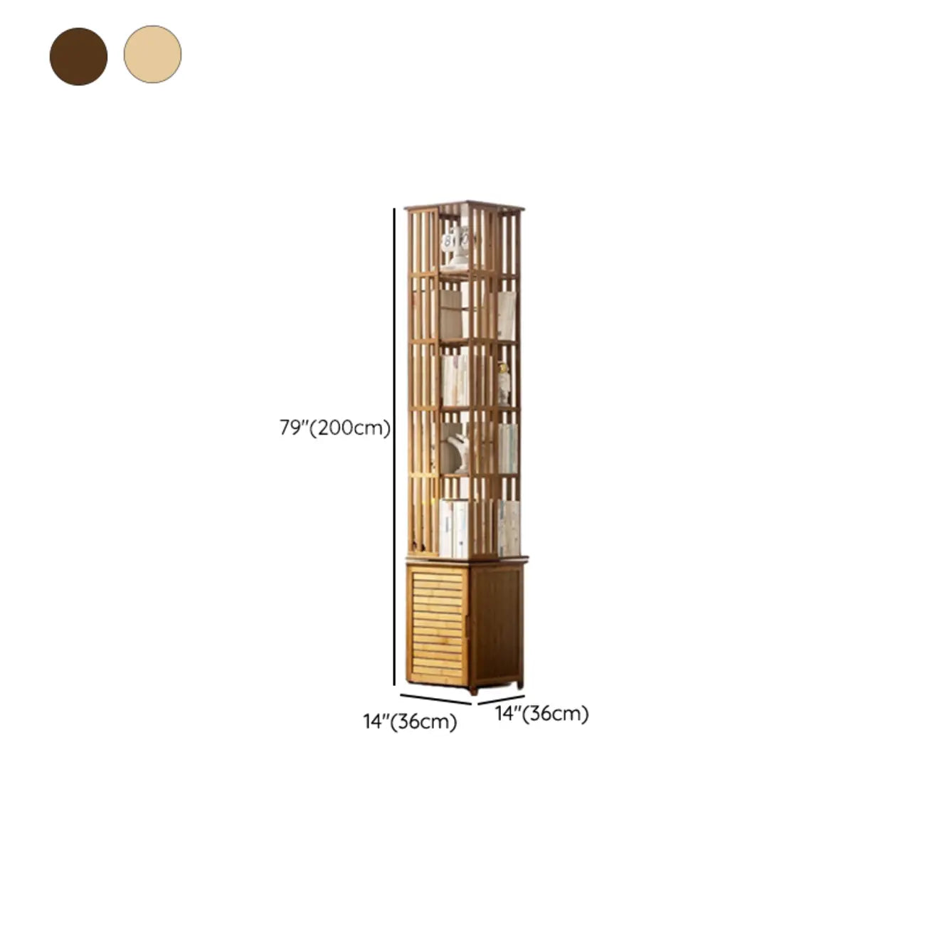 Brown Square Wooden Narrow Storage Corner Bookcase
