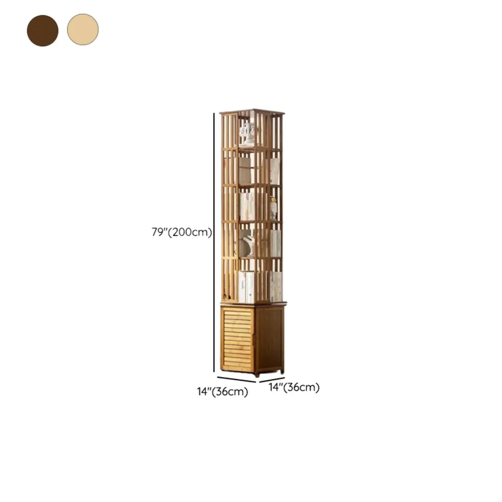 Brown Square Wooden Narrow Storage Corner Bookcase