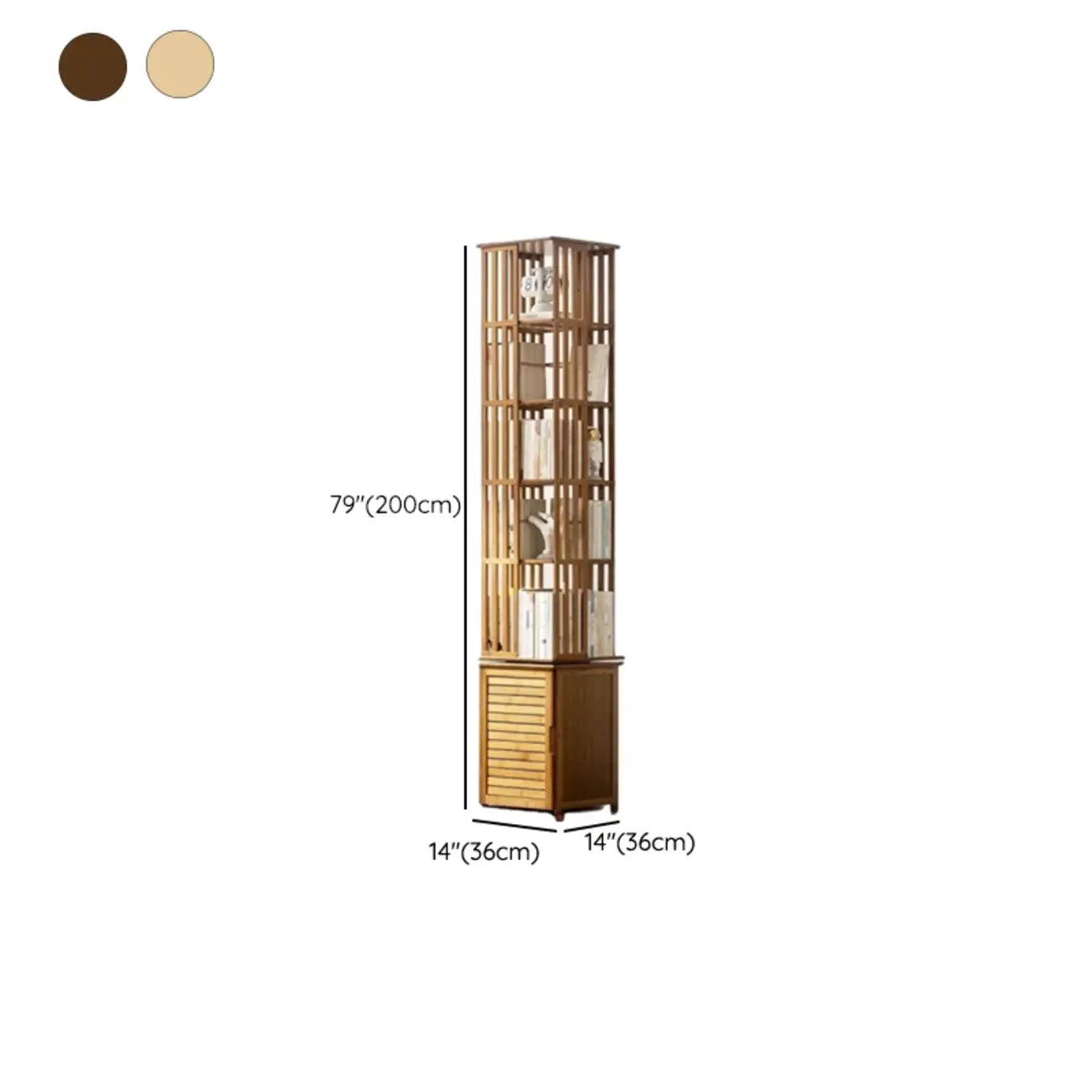 Brown Square Wooden Narrow Storage Corner Bookcase