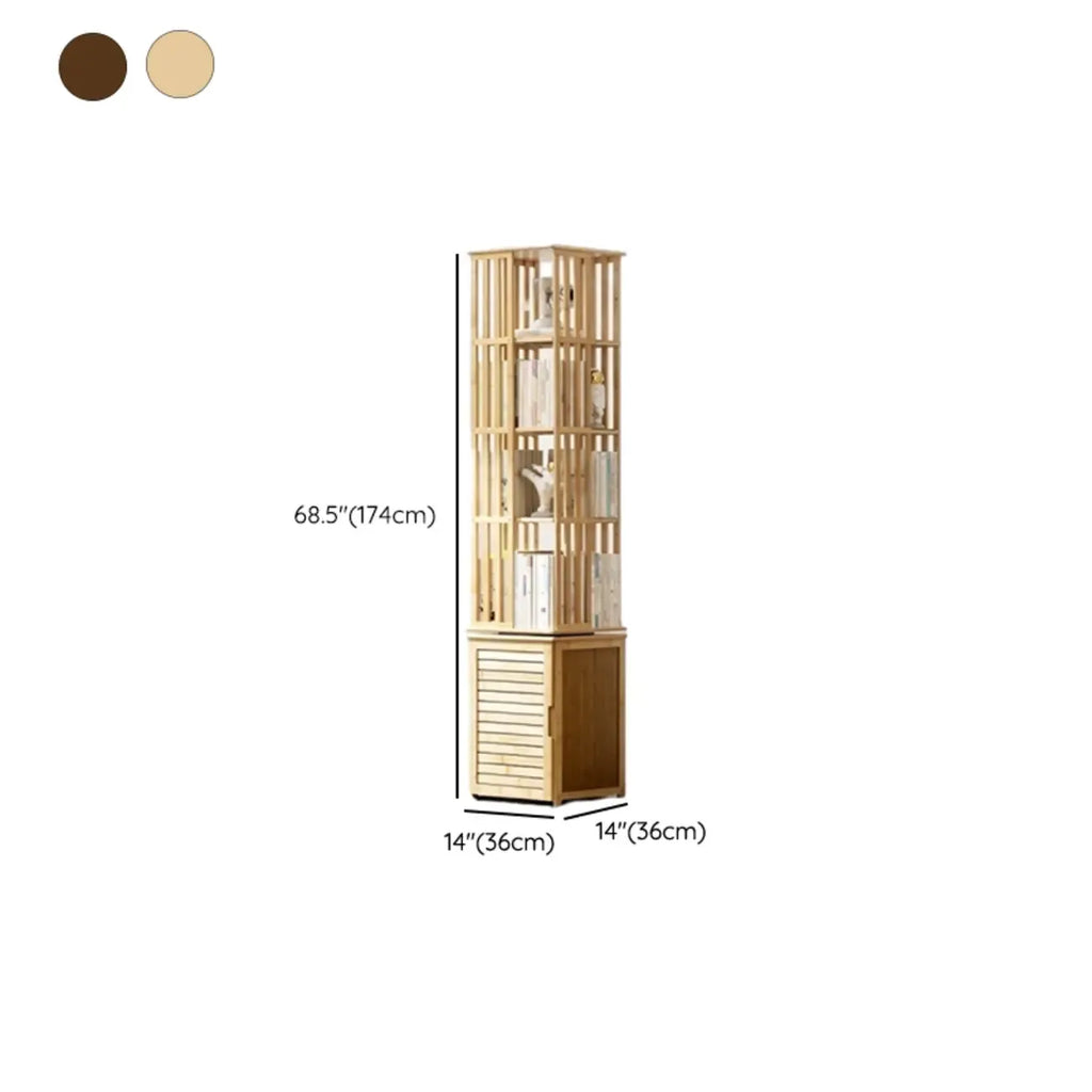 Brown Square Wooden Narrow Storage Corner Bookcase