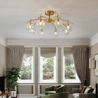 Classic Large Globe Glass Golden Semi Flush Mount Ceiling Light