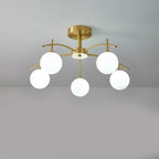 Classic Large Globe Glass Golden Semi Flush Mount Ceiling Light