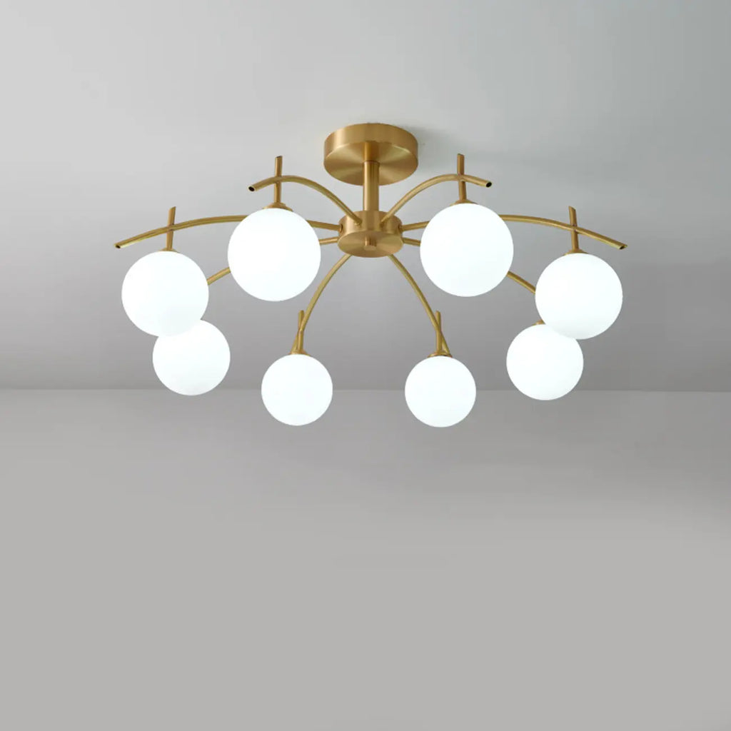 Classic Large Globe Glass Golden Semi Flush Mount Ceiling Light