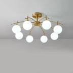 Classic Large Globe Glass Golden Semi Flush Mount Ceiling Light
