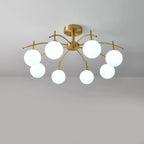 Classic Large Globe Glass Golden Semi Flush Mount Ceiling Light