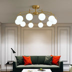 Classic Large Globe Glass Golden Semi Flush Mount Ceiling Light