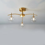 Classic Large Globe Glass Golden Semi Flush Mount Ceiling Light