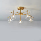 Classic Large Globe Glass Golden Semi Flush Mount Ceiling Light