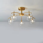 Classic Large Globe Glass Golden Semi Flush Mount Ceiling Light
