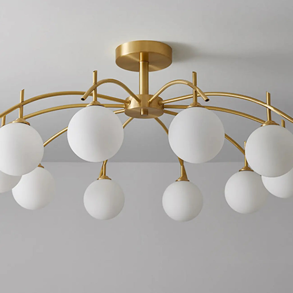 Classic Large Globe Glass Golden Semi Flush Mount Ceiling Light
