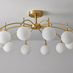 Classic Large Globe Glass Golden Semi Flush Mount Ceiling Light