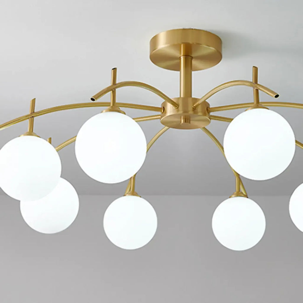 Classic Large Globe Glass Golden Semi Flush Mount Ceiling Light