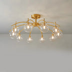 Classic Large Globe Glass Golden Semi Flush Mount Ceiling Light