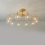 Classic Large Globe Glass Golden Semi Flush Mount Ceiling Light