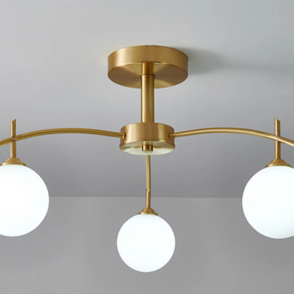 Classic Large Globe Glass Golden Semi Flush Mount Ceiling Light