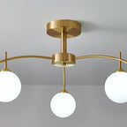 Classic Large Globe Glass Golden Semi Flush Mount Ceiling Light