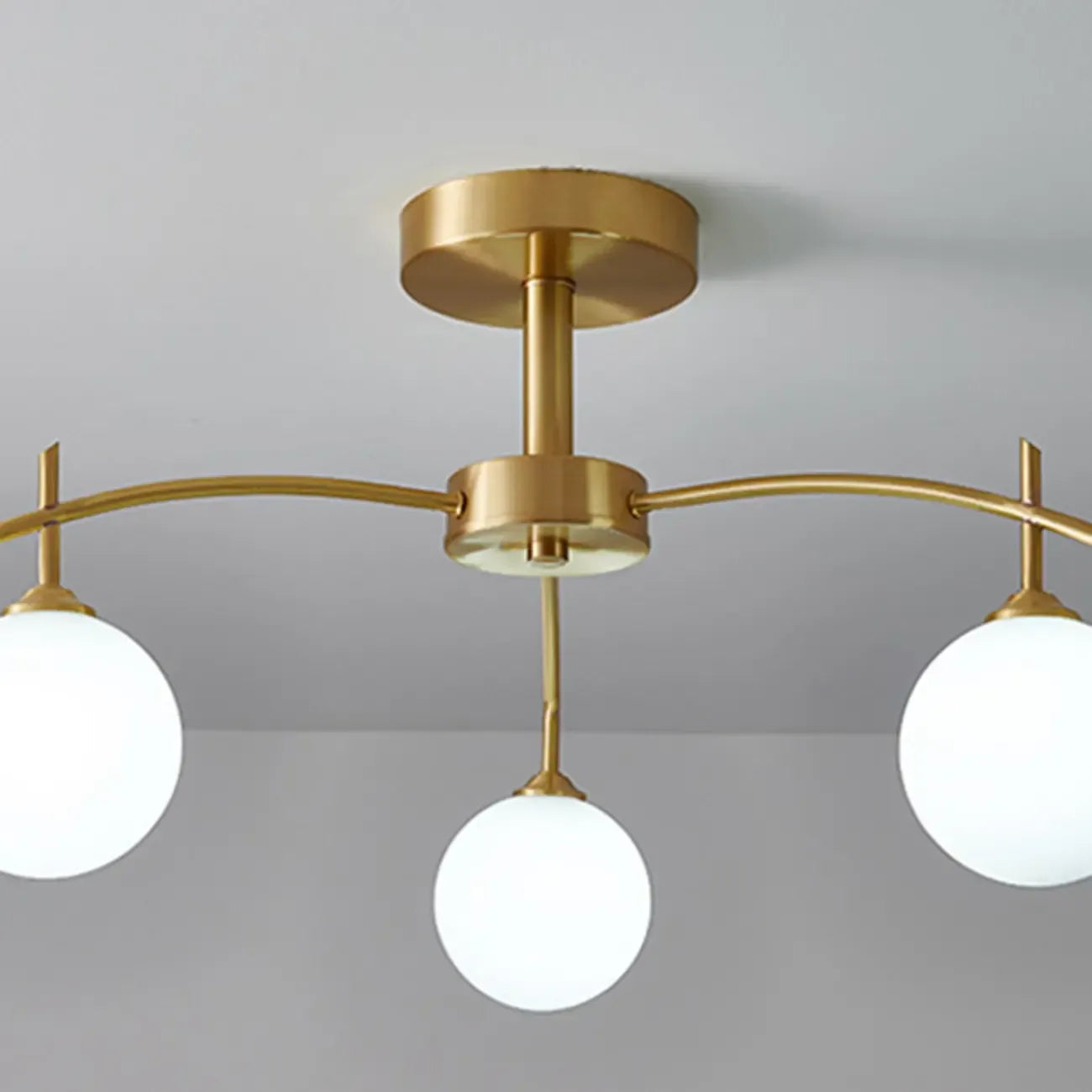 Classic Large Globe Glass Golden Semi Flush Mount Ceiling Light