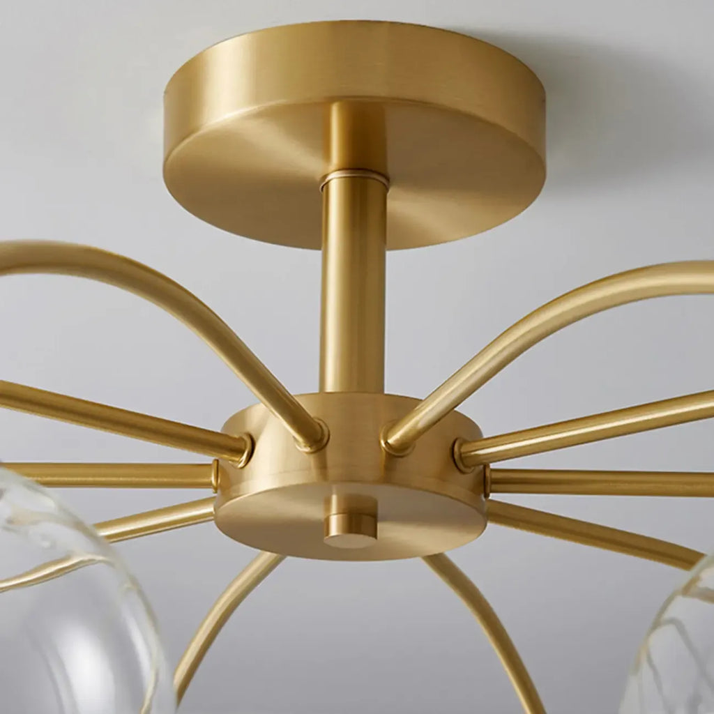 Classic Large Globe Glass Golden Semi Flush Mount Ceiling Light
