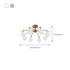 Classic Large Globe Glass Golden Semi Flush Mount Ceiling Light