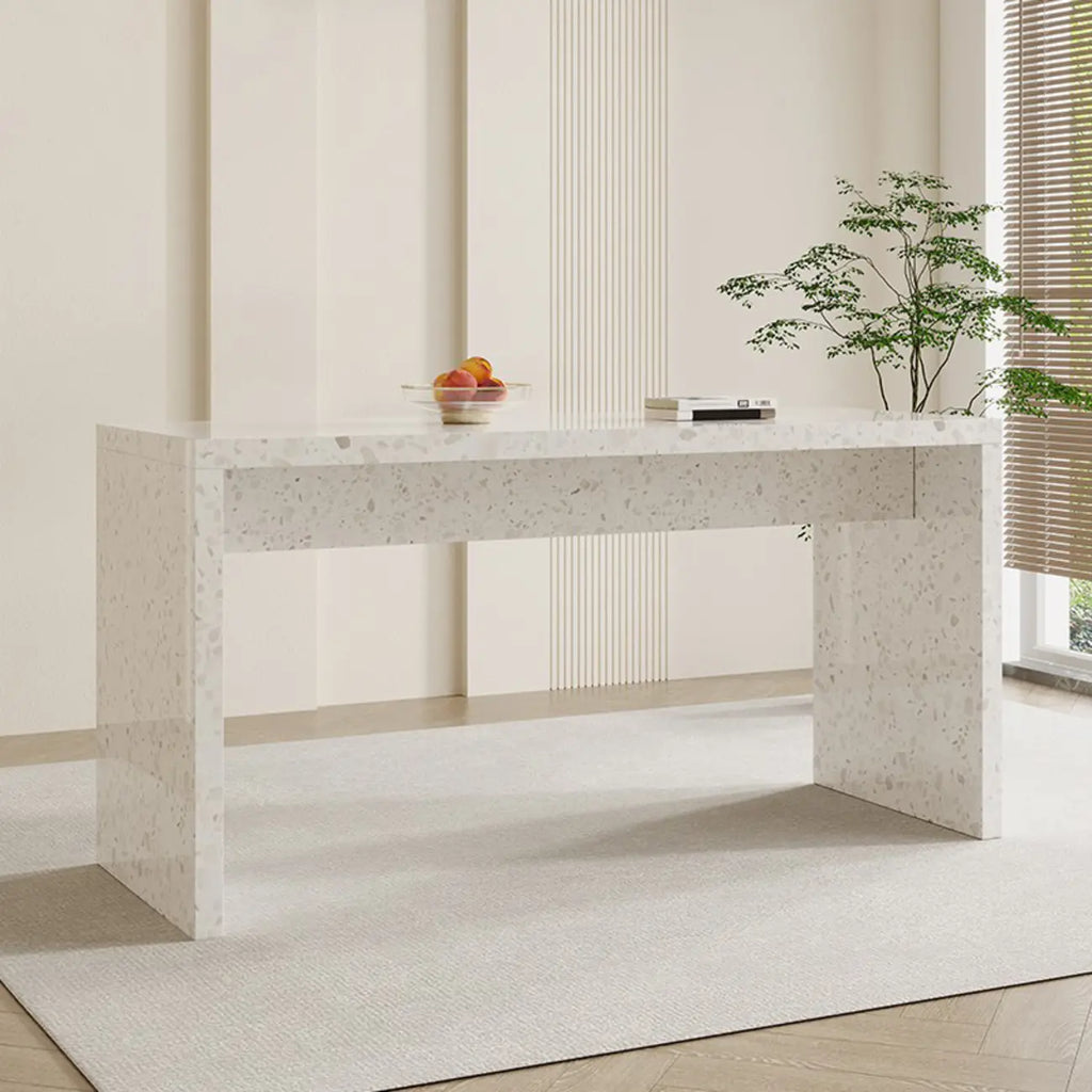 Minimalist White Terrazzo Marble Bar Tables for Kitchen