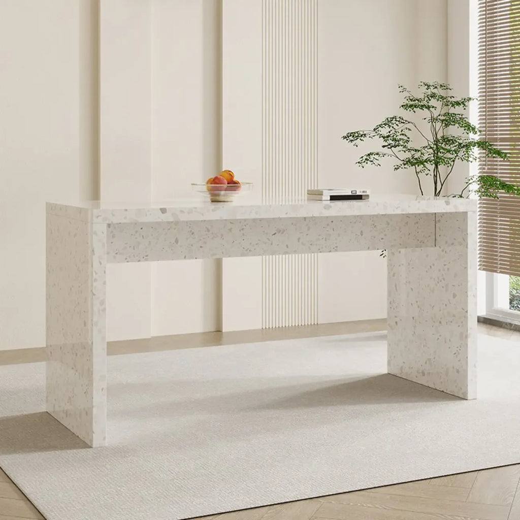 Minimalist White Terrazzo Marble Bar Tables for Kitchen