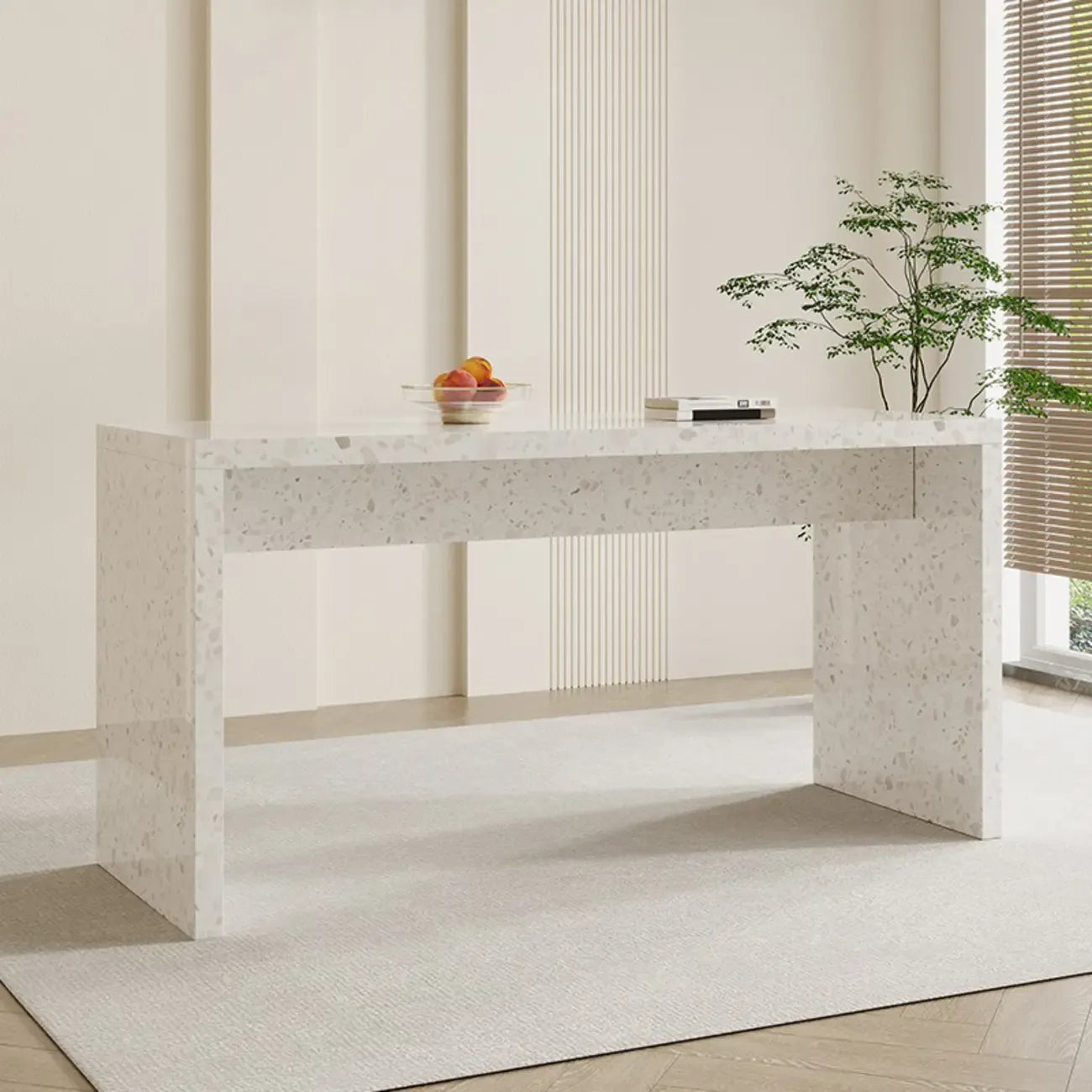 Minimalist White Terrazzo Marble Bar Tables for Kitchen