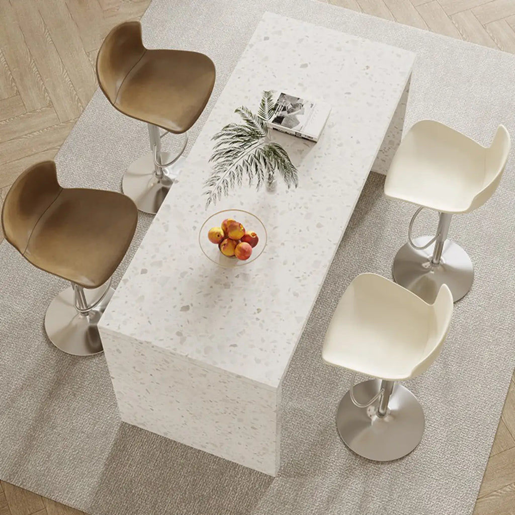 Minimalist White Terrazzo Marble Bar Tables for Kitchen